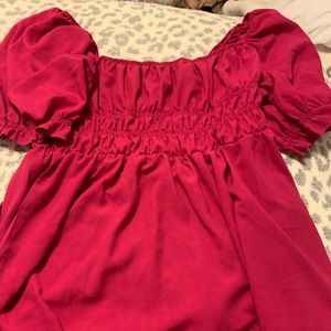 pink puff sleeved dress!!
